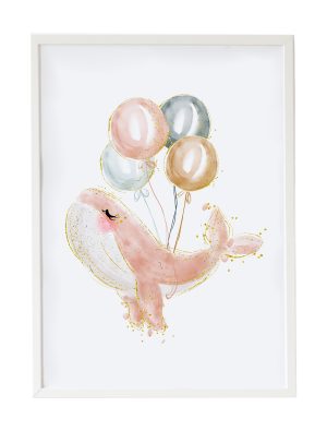 CUADRO INFANTIL PINK WHALE BALLOONS