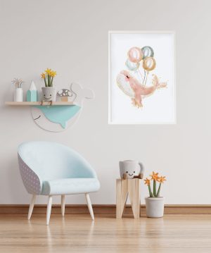 CUADRO INFANTIL PINK WHALE BALLOONS