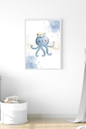 Children's print Octopus with hat