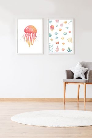 Pack 2 Ocean and pink jellyfish