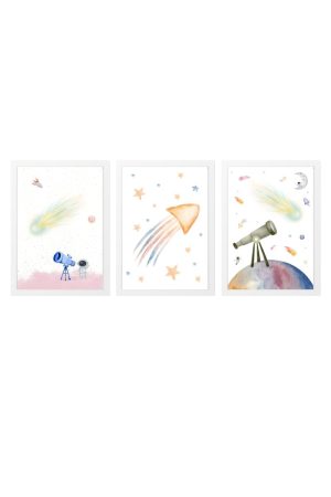 pack of 3 framed prints with shooting stars