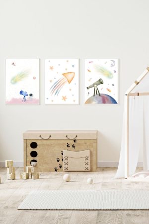 pack of 3 framed prints with shooting stars