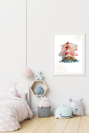 striped lighthouse children's picture