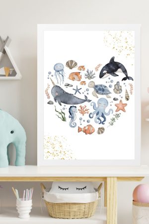 children's marine heart painting