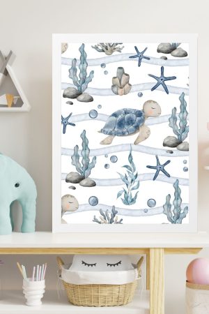 children's picture turtle on the seabed