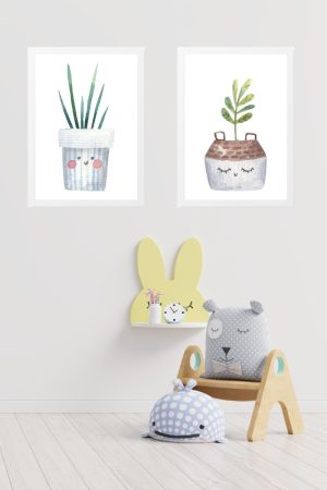 pack 2 children's paintings with cactus pots