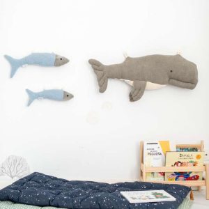 PACK BELUGA GRIS Y PECES AZUL CLARO