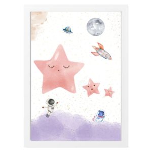 CUADRO INFANTIL ESTRELLA ROSA ESPACIO