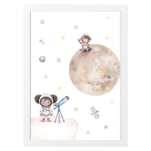 CUADRO INFANTIL NIÑOS ASTRONAUTAS EN EL ESPACIO