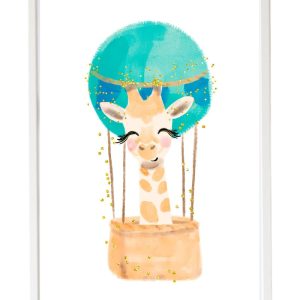CUADRO INFANTIL LÁMINA JIRAFA CON GLOBO