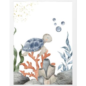 QUADRO INFANTILE TARTARUGA CHE NUOTA