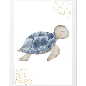 CHILDREN'S TURTLE PAINTING WITH GOLDEN DETAILS