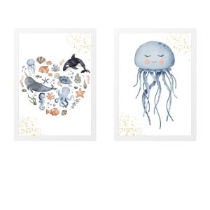 SET 2 KINDERBILDER MARINES HERZ UND MEDUSA