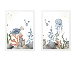 PACK 2 CHILDREN'S FRAMES TURTLE AND JELLYFISH SWIMMING