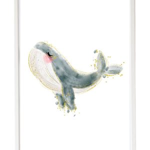 CUADRO INFANTIL LÁMINA BALLENA GRIS