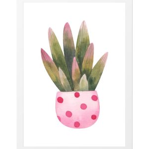 CUADRO INFANTIL CON MACETA CACTUS DE PUNTITOS ROSA