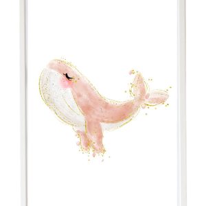 CUADRO INFANTIL LÁMINA BALLENA ROSA
