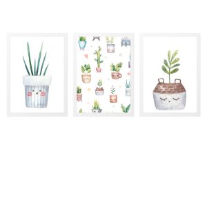SET MIT 3 KINDERBILDERN MIT KAKTUSPFLANZEN UND DRUCKEN