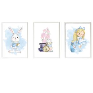 PACK 3 KINDERBILDER ALICE, HASE UND HUT