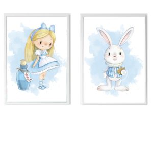 PACCHETTO 2 QUADRI INFANTILI ALICE E CONIGLIO