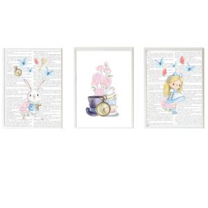 PACK 3 KINDERBILDER ALICE, HASE UND MAGISCHE TASSEN