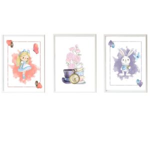 PACK 3 KINDERBILDER ALICE, MAGISCHE TASSEN UND HASE