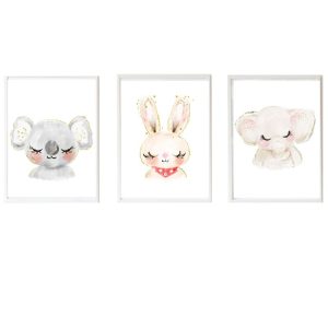 PACK 3 KINDERBILDER LAMINATE KOALA, HASE UND ELEFANT
