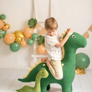 SET 2 PELUCHES DINOSAURE DINA & DINO COTON